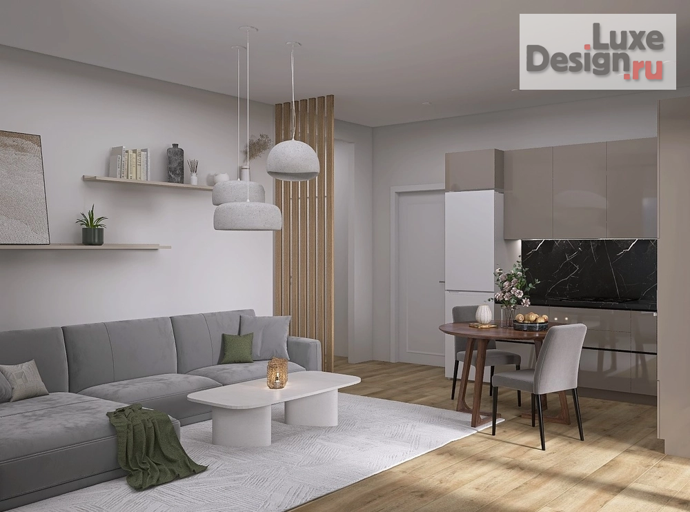 Дизайн интерьера двухкомнатной квартиры "Интерьер в стиле джапанди" (фото 2)